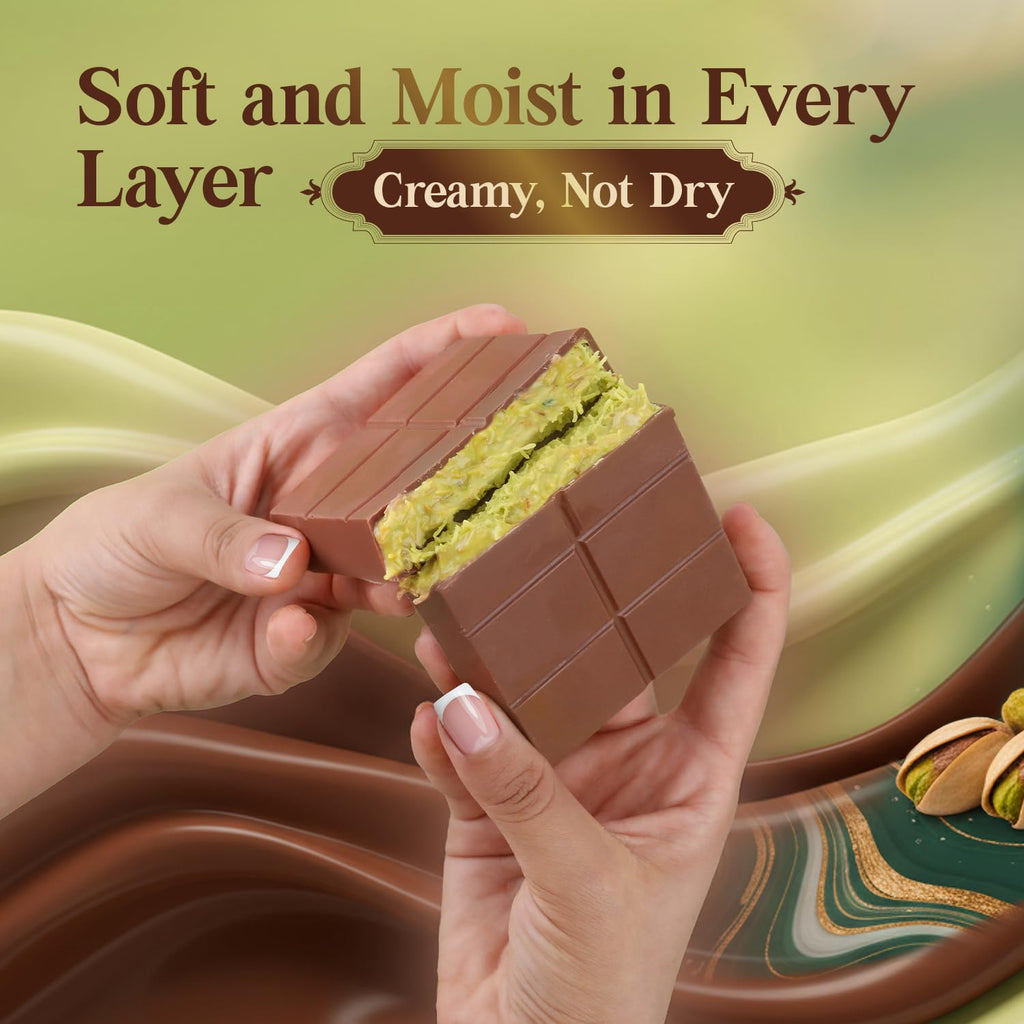 Dubai Chocolate Bar - Premium Pistachio, Belgian Chocolate and Crispy Kataifi Layers | Luxury Chocolate Gift | 7oz Gourmet Treat