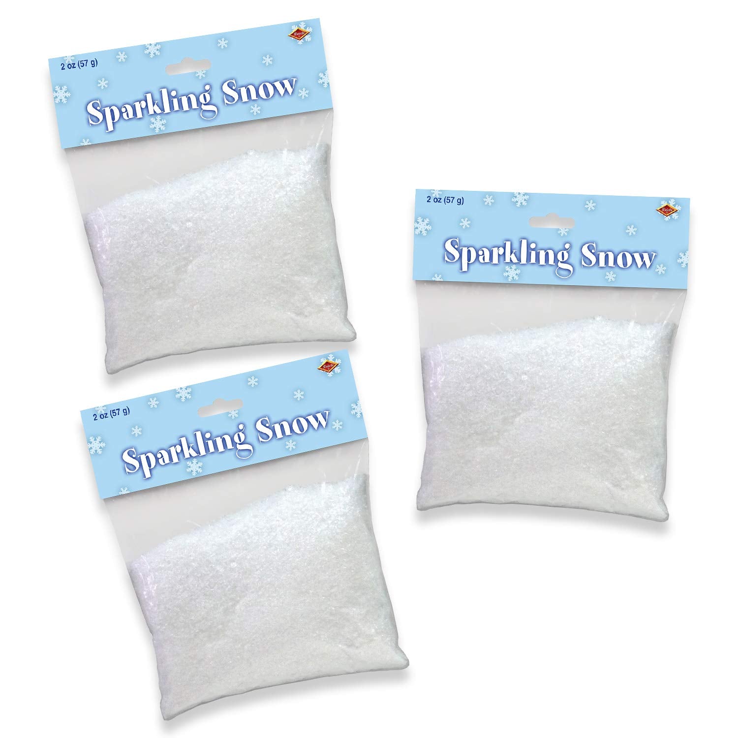 Beistle Sparkling Snow, Sparkling Snow Confetti, Christmas Decorations & Holiday Plastic Snowflakes, Wintertime Snowy Iridescent Decor, 2 oz. Pkg.