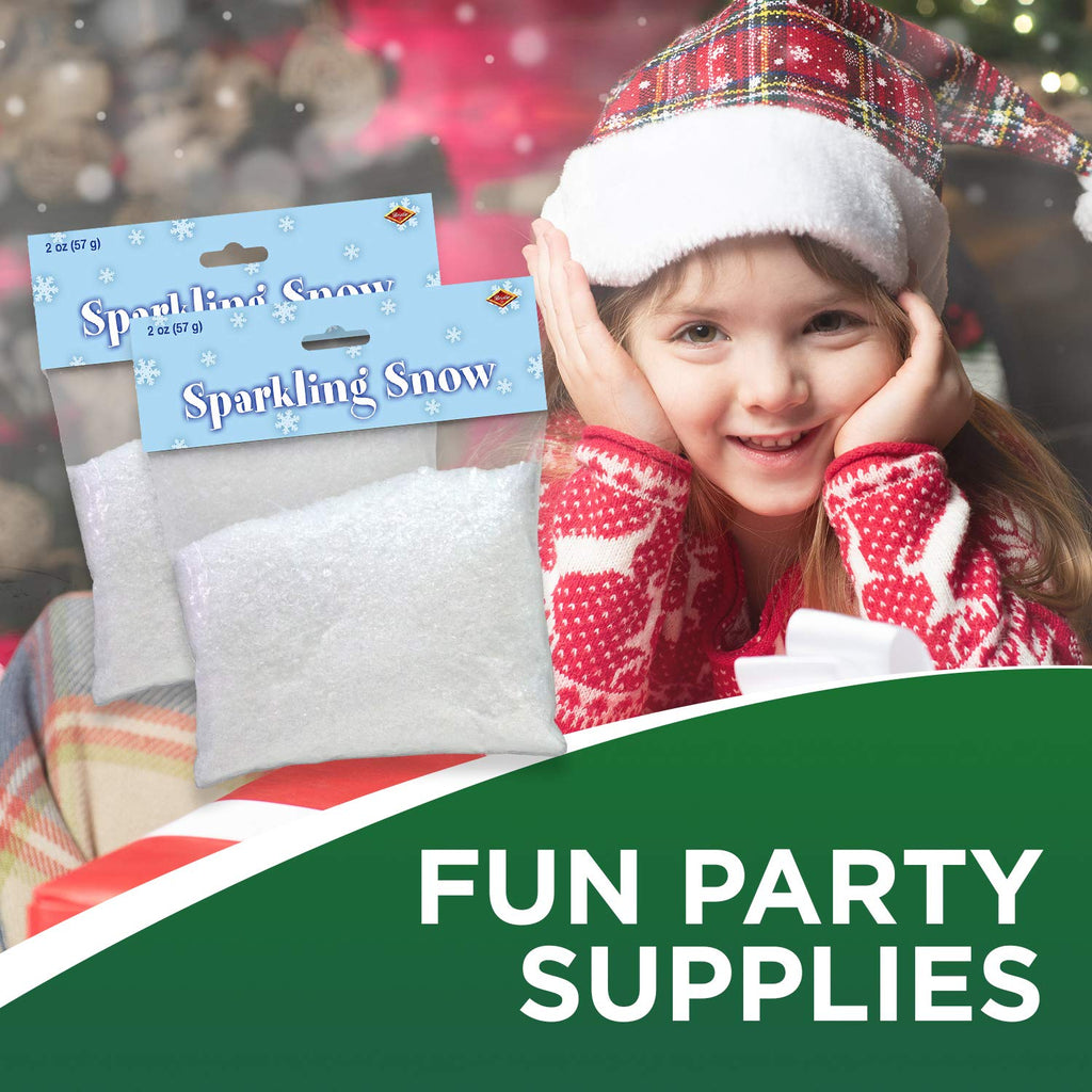 Beistle Sparkling Snow, Sparkling Snow Confetti, Christmas Decorations & Holiday Plastic Snowflakes, Wintertime Snowy Iridescent Decor, 2 oz. Pkg.
