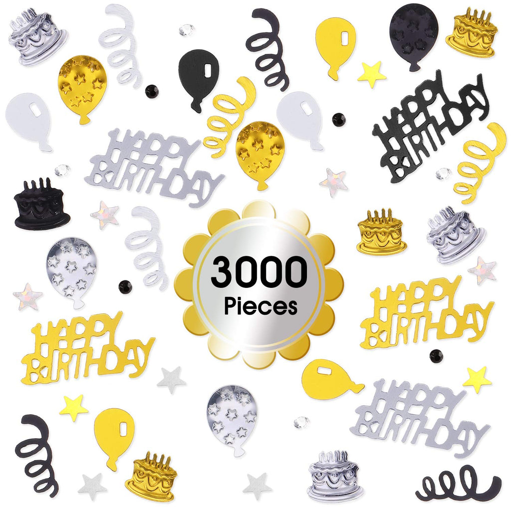 WILLBOND 3000 Pieces Happy Birthday Confetti Birthday Party Cake Confetti Metallic Foil Balloon