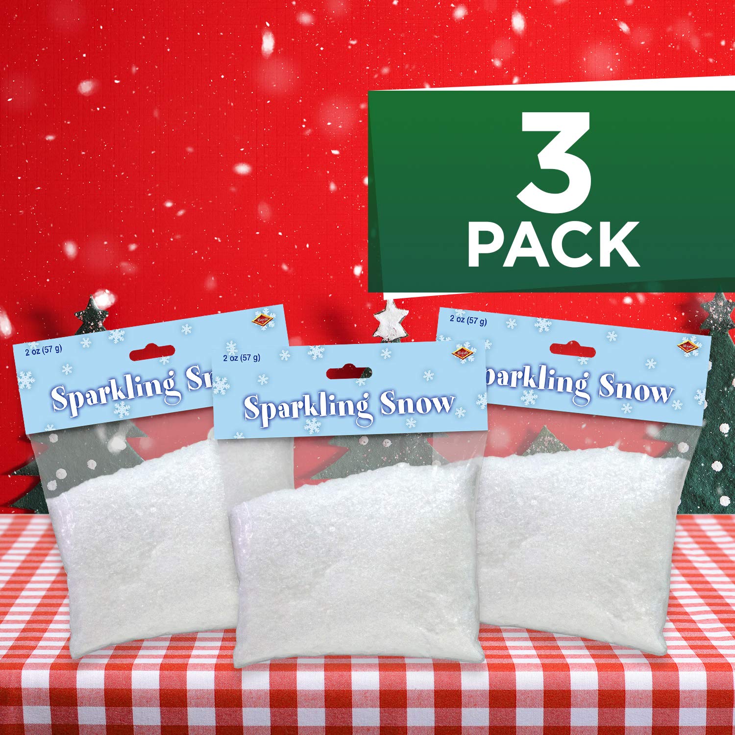 Beistle Sparkling Snow, Sparkling Snow Confetti, Christmas Decorations & Holiday Plastic Snowflakes, Wintertime Snowy Iridescent Decor, 2 oz. Pkg.