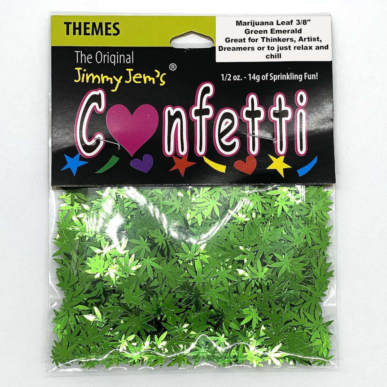 Confetti Marijuana Leaf 3/4" Green - Retail Pack #9000 QS0