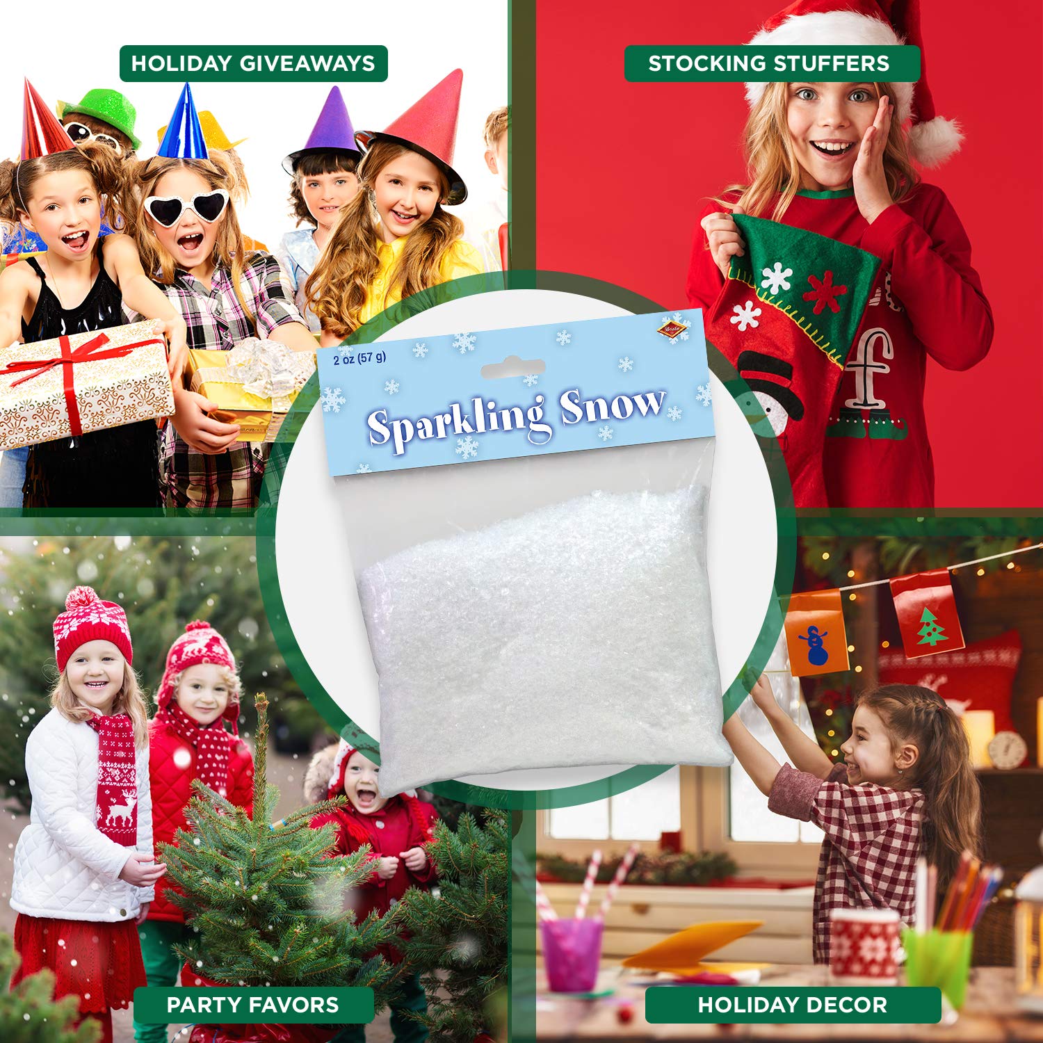 Beistle Sparkling Snow, Sparkling Snow Confetti, Christmas Decorations & Holiday Plastic Snowflakes, Wintertime Snowy Iridescent Decor, 2 oz. Pkg.